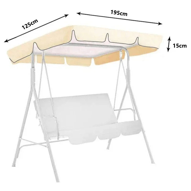 Outdoor Swing Canopy 3 Seater Chair Top Cover Canopy UV Sun Water Proof for Patio Yard Seat Hammock Canopy Dustproof Cover
