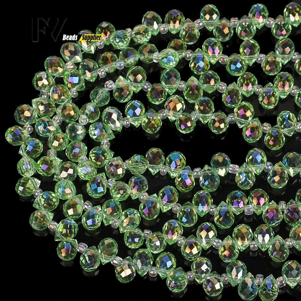 6mm Natural Stone Beads Green Waterdrop Crystal Loose Beads For Jewelry Making Handmade Diy Bracelet Accessories