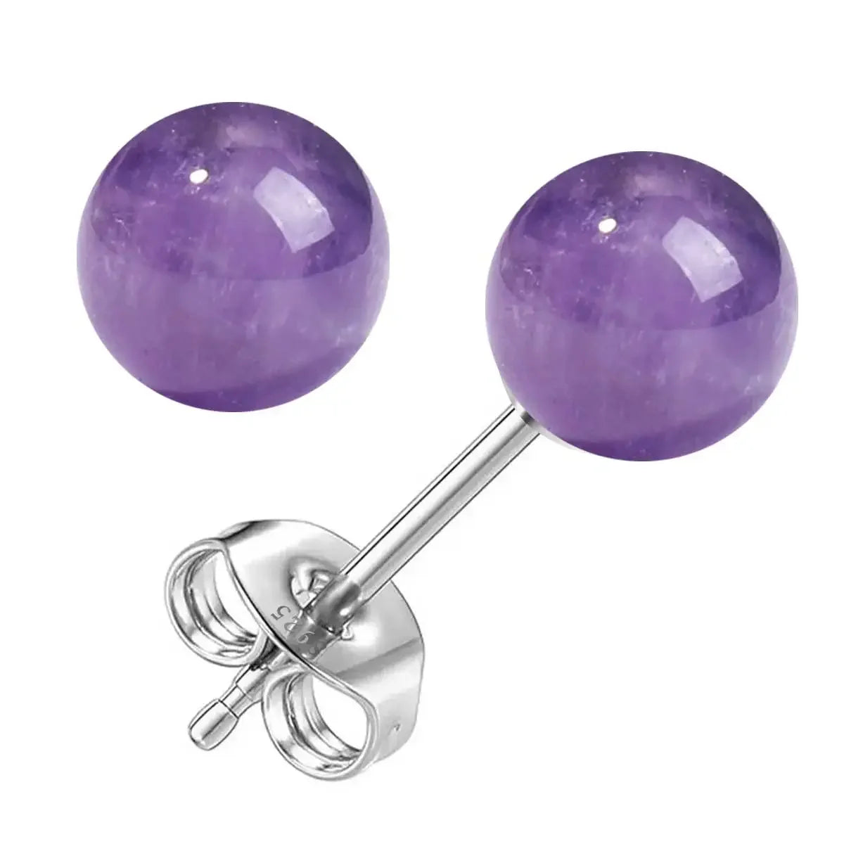 6mm Stone Beads Natural Stone Earrings Earring Stud 925 Sterling Silver Jewelry For Women Party Women's S925 Silver Earrings