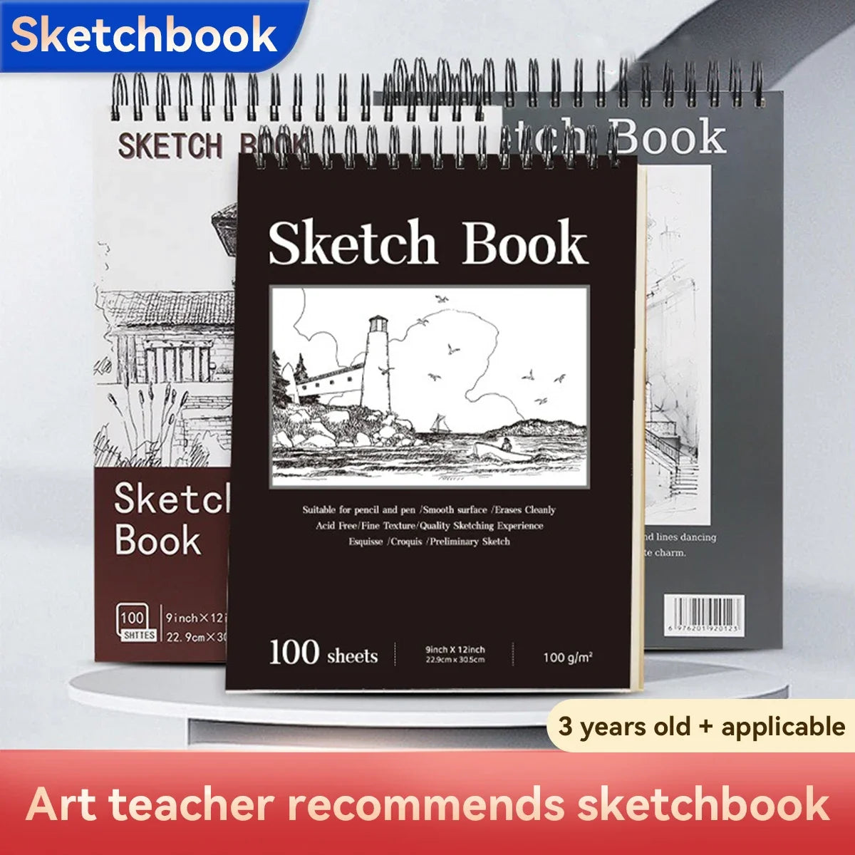 A3/A4/A5 Spiral Bound Artist Sketchbook Acid-Free Paper Drawing Pad for Art Students Professional Sketching Notebook Stationery