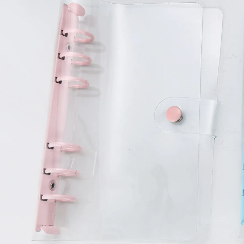 A5 A6 A7 B5 A4 Transparent Double Button Loose Leaf Binder Notebook Cover Note Book Journal Planner Office Stationery Supplies