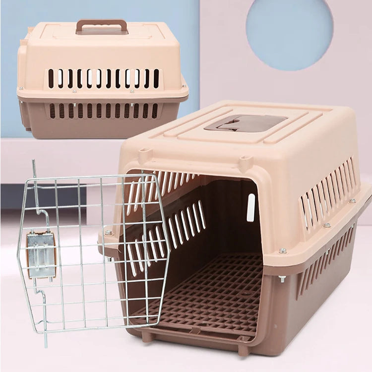 Outdoor Large Plastic Cat CageLarge Airline Pet CageCat Shipping Box Portable Pet Supplies
