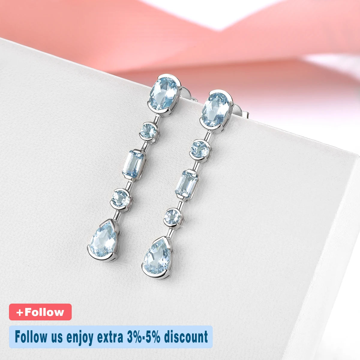 Natural Aquamarine Sterling Silver Drop Earrings 3.5 Carats Light Blue Aquamarine Gemstone Top Quality S925 Jewelry Design