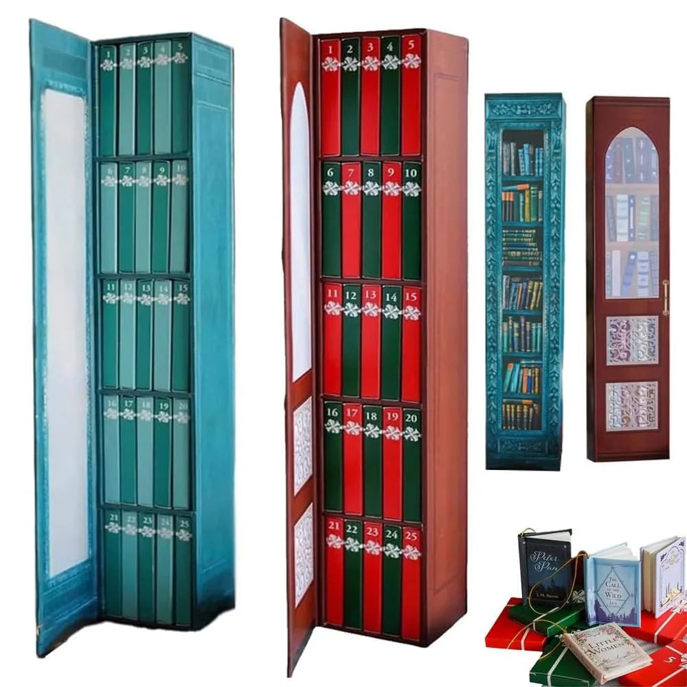 1/2Pcs Mini Book Ornament Advent Calendar 2025, Advent Calendar with 24 Books Gift for Christmas Halloween Holiday Decoration
