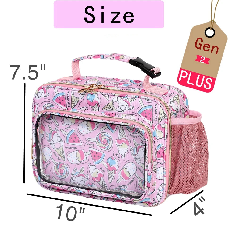 Clear Lunch Bag Kids Lunch Box Insulated Soft Bag Cooler Back to School Thermal Meal Tote Kit for Boys-Plus (Dinosaur-Affordable