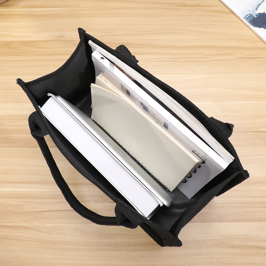 Leisure thickened handheld canvas tote bag black three-dimensional men and women large-capacity simple shopping bag handbags