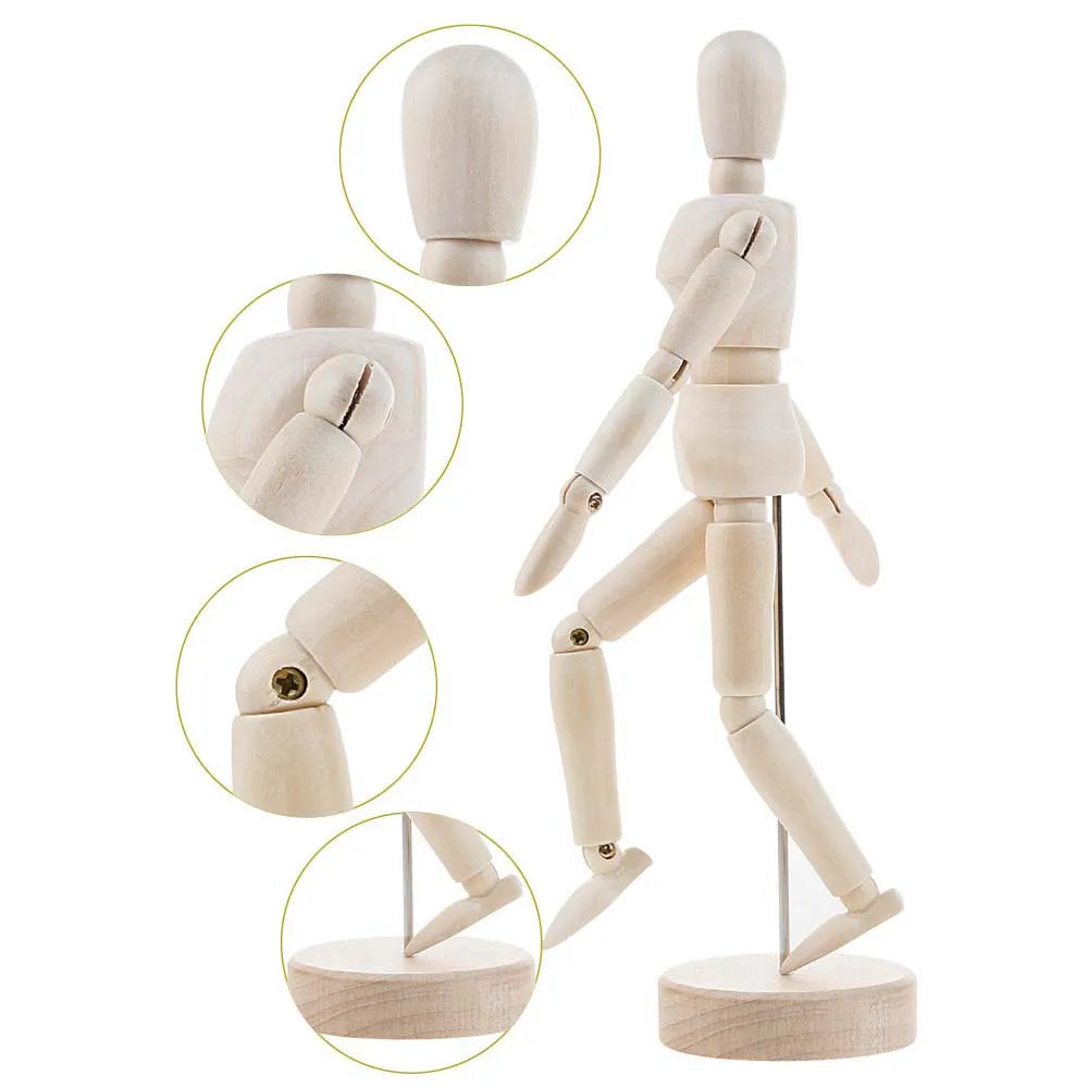 4.5 5.5 8 Inch Polished Male Mannequin Human Movable Limbs Art Models Wooden Toy Drawing Sketch Supplies Home Decor