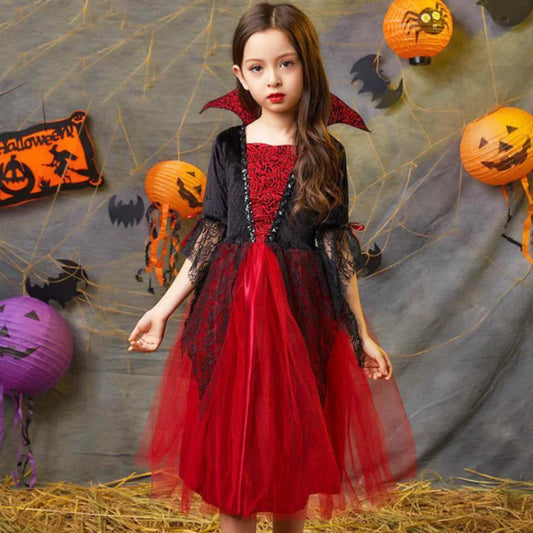 Kids Vampire & Ghost Bride Costume – Gothic Halloween Outfits for Girls & Boys, 100–170 cm