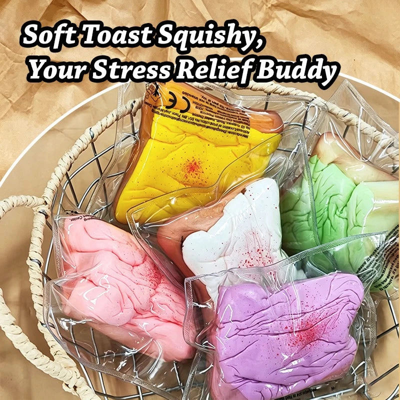 (HefengCL)Colorful Toast PU Squishy Toys, Soft Slow‑Rebound Stress‑Relief Toys, Random Colors, Ideal Party Favors Holiday Gifts