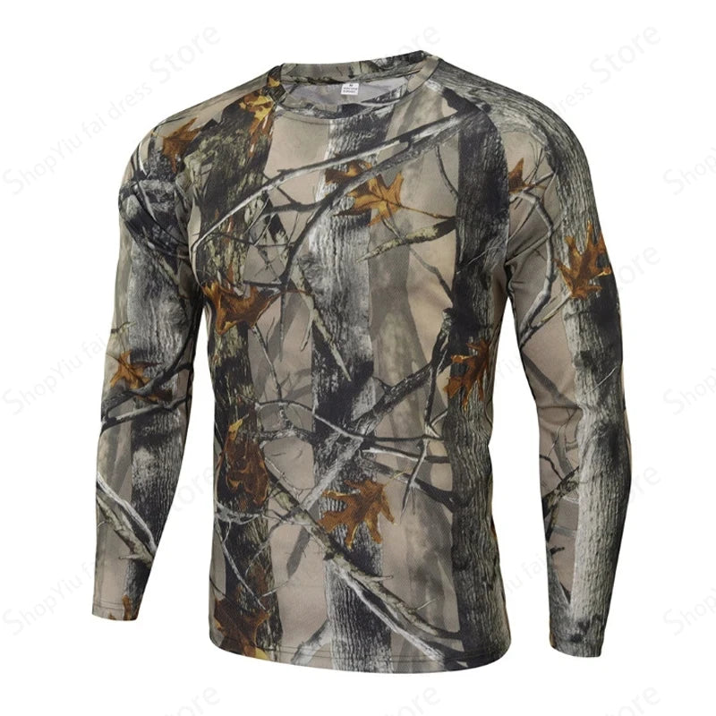 2025 Men's Camouflage 3D Printed Pattern Long Sleeve T-shirt Fashion Breathable Top Men's Outdoor Camouflage Top Men's Clothing