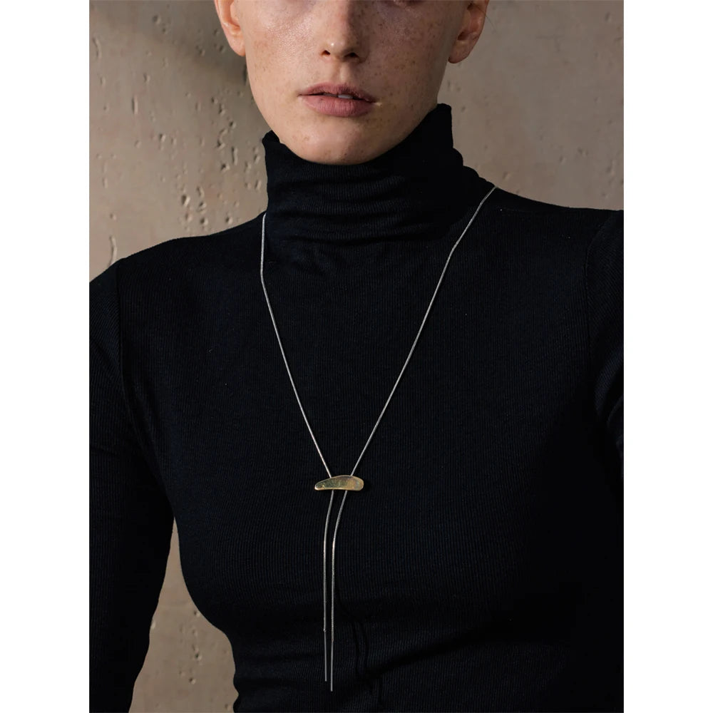 Yhpup 316L Stainless Steel Exclusive Geometric Adjustable Long Sweater Chain Necklace Fashion Jewelry Accessories Waterproof