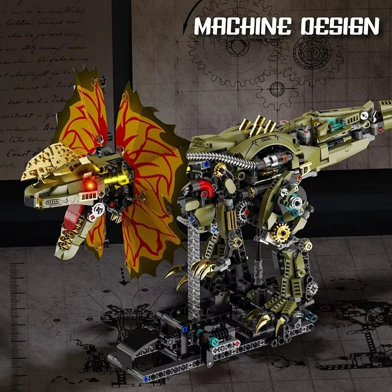 1277pcs Mechanical Dual-Crown Dragon Building Block NO.13101 Model Toy Assemble DIY Construction Dinosaur Educational Fun
