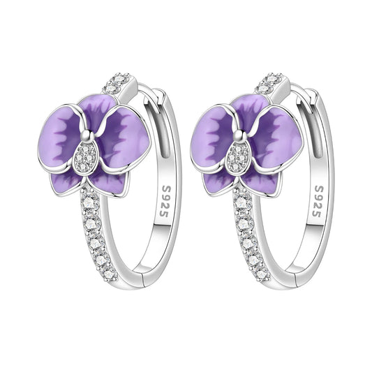 Orstarry NEW S925 Sterling Silver Iris Flower Earrings Versatile Hoop Earrings For Women Jewelry Original Party Gifts
