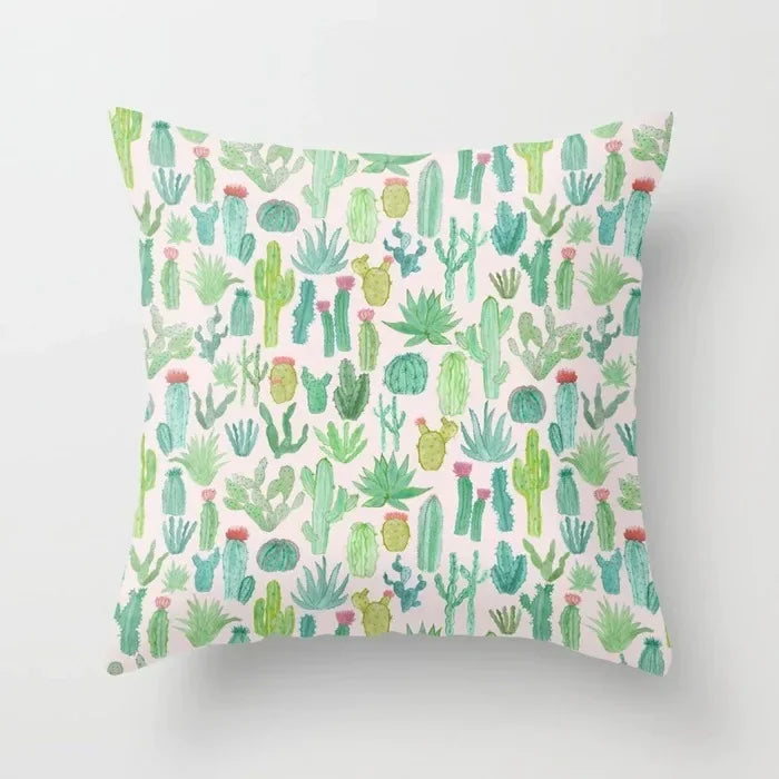 Cactus Flower Pattern Summer Decorative Cushions Pillowcase Polyester Cushion Cover Throw Pillow Sofa Decoration Pillowcover
