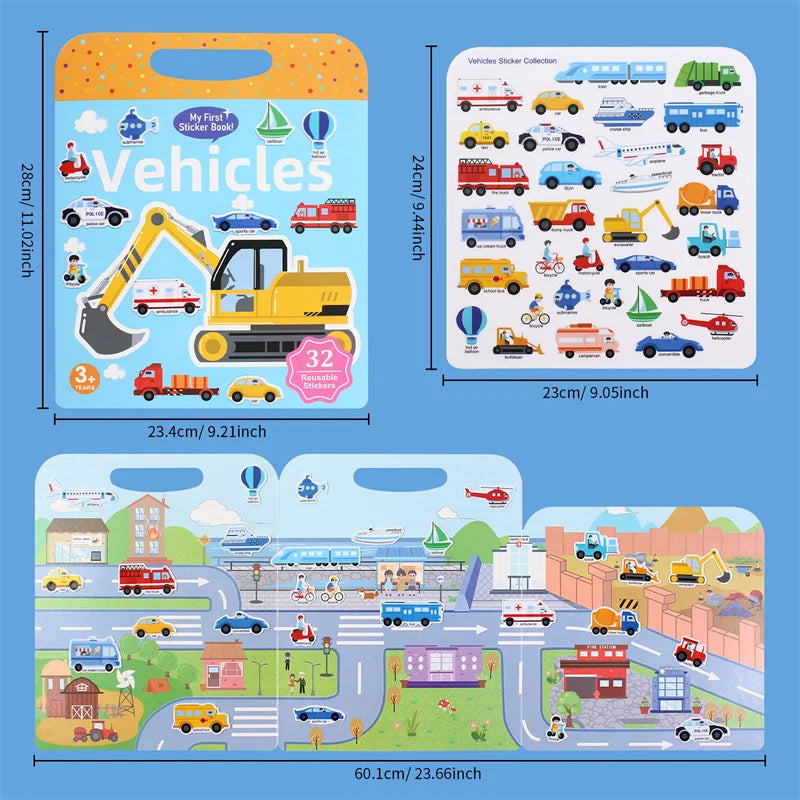 1set Waterproof Sticker Books Reusable Sticker Book For Toddlers Quiet DIY Activity For Kids, Fun & Educational Learning Toy