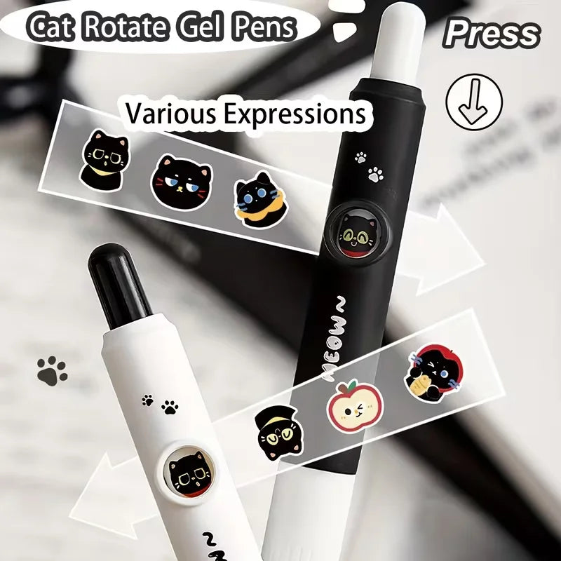 4pcs Kawaii Cat Pens Paw 0.5mm Quick-Dry Black Ink-Smooth Writing Retractable Pens School Journaling Birthday Christmas Gift ﻿