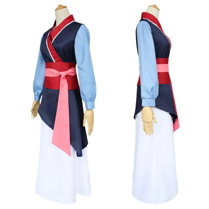 Mulan Cosplay Costume Women Princess Mu Lan Dress Chinese Hanfu Heroine Outfit for Halloween Comic Con