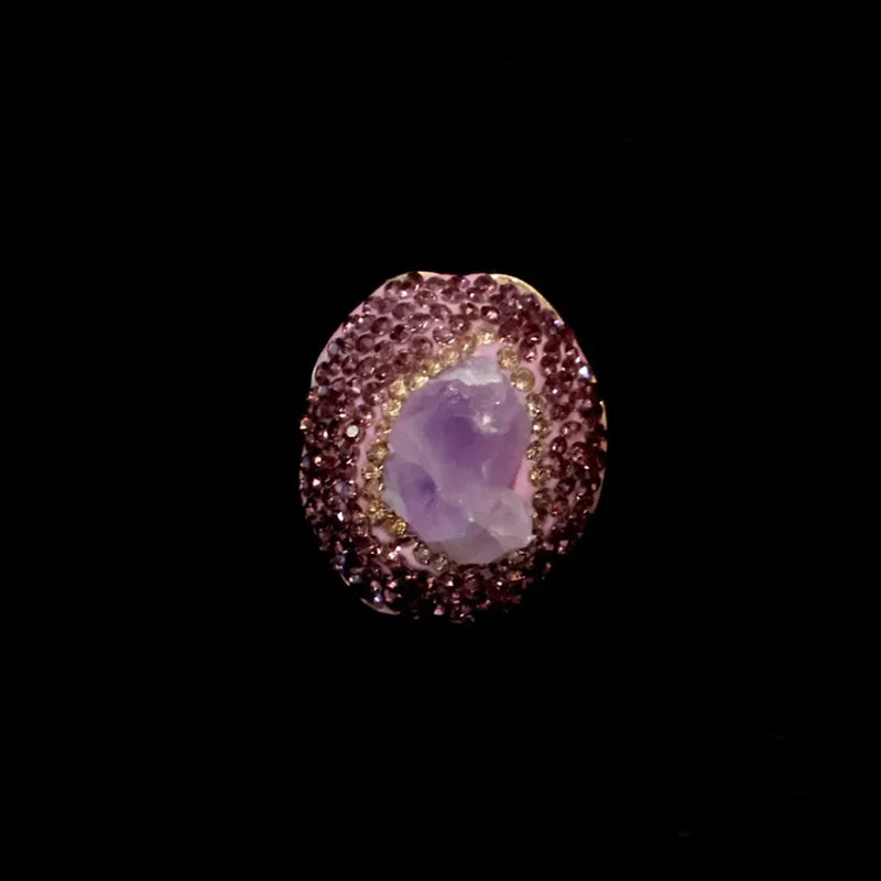 Natural Amethyst Freshwater Pearl Finger Rings Handmade Rhinestone Quartz Sudan Stone Jewelry for Women Mix Design Gemstone