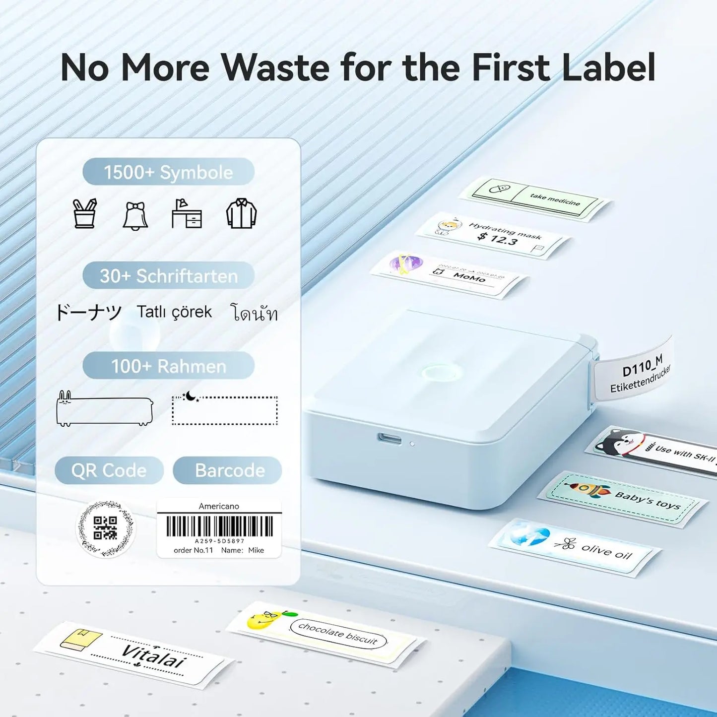 D110M Niimbot Label Thermal Sticker Printer Wireless Bluetooth Portable Mini Machine Barcode Code UV Tag Self-Adhesived Maker