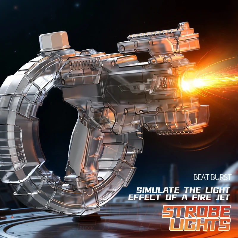 Space Electric Water Gun Energy Ring Burst Transformation LED Lights Large Capacity Full Auto Continuous Fire Squirt Gun Toys