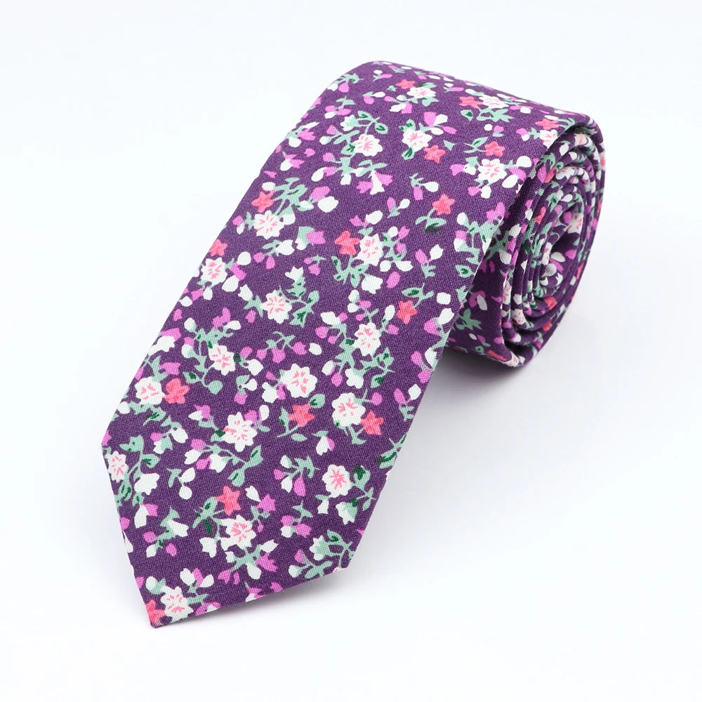 New Floral Elegant Tie For Men Women 100% Cotton Beautiful Flower Paisley Necktie Narrow Skinny Cravat Wedding Casual Corbatas