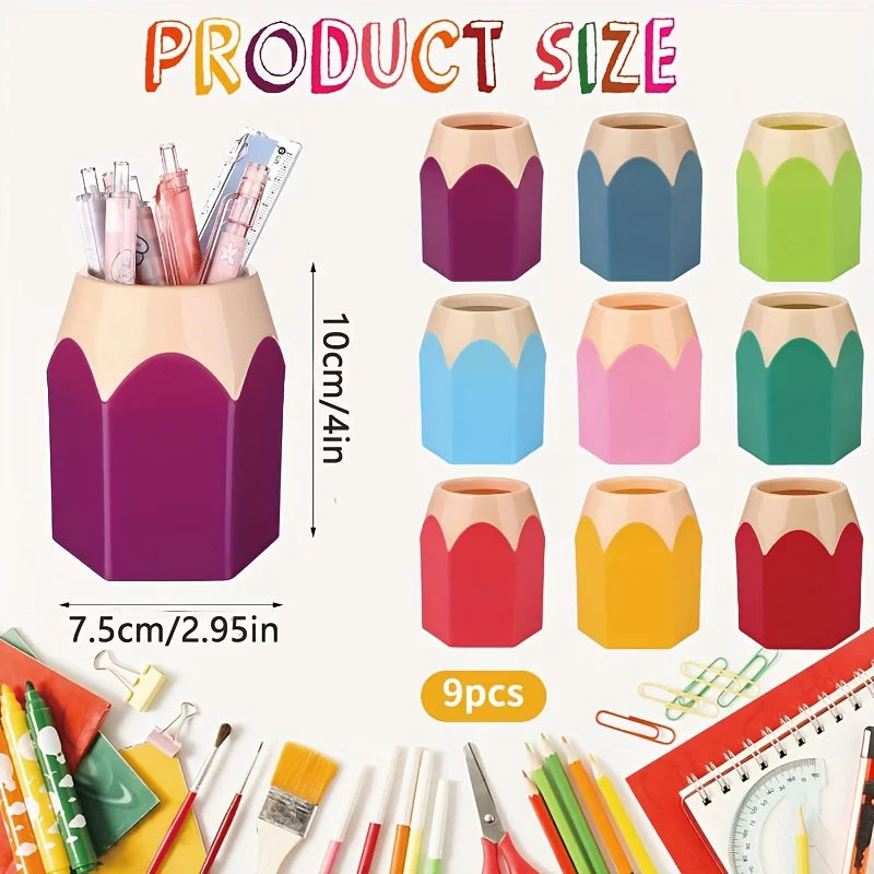 Pencil Shaped Pen Holder, Cute Desktop Plastic Pen Holder, Colorful Vase Pen Holder, Makeup Brush Container