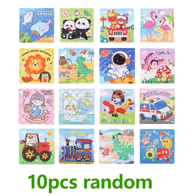 10-50Pcs Mini Cartoon Animal Paper Jigsaw Puzzles Educational Toy Kids Birthday Party Favors Gift School Rewards Pinata Fillers