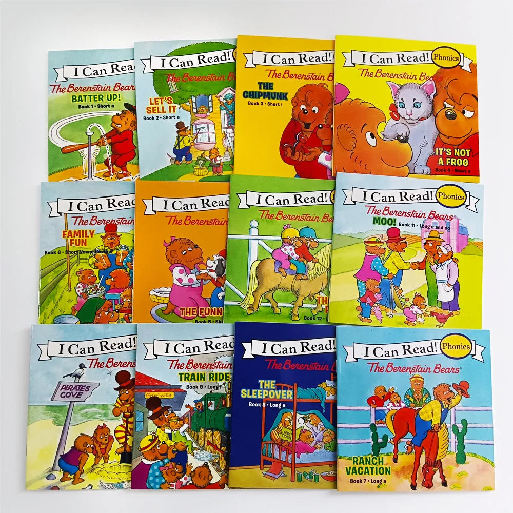 12 Books I Can Read Phonics Berenstain Bears Picture Book for Kids Baby Learning To Read Bedtime Educational English Books