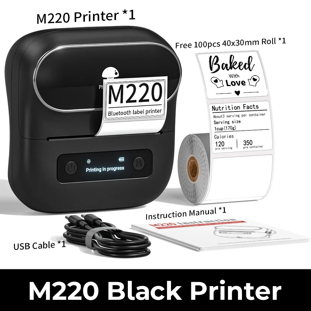 Zodzi M220 Label Printer 75mm Thermal Label Maker for Barcode Address Labeling Mailing File Folder Labels for Phone & PC