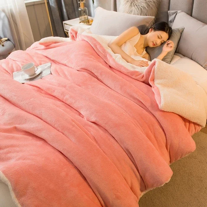 Wool Throw Blanket Keep Warm Winter Bed Blankets Double Sided Queen Duvet Cover Camping Double Bed Cover Bedspread On The Bed