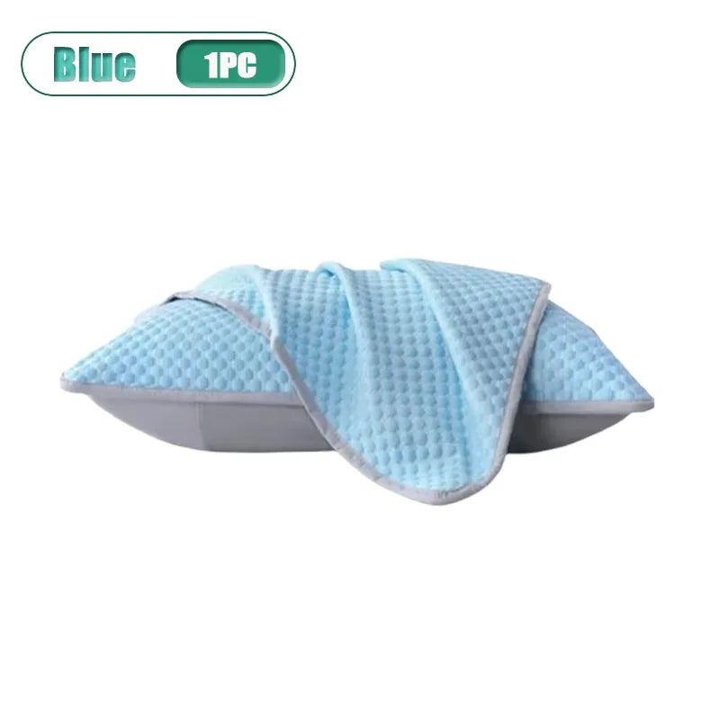 1-4PCS 48x74cm Ice Bean Pillowcase Summer Cooling Solid Color Cool Touch Fabric Washable for Air Conditioning Room