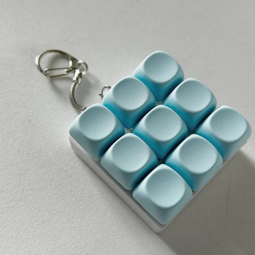 Relaxing DIY Keyboard Fidget Keychain Keycap Keys Button Finger Keyboard Cap 4/9Keys Relief Stress Clicker Toy Adult