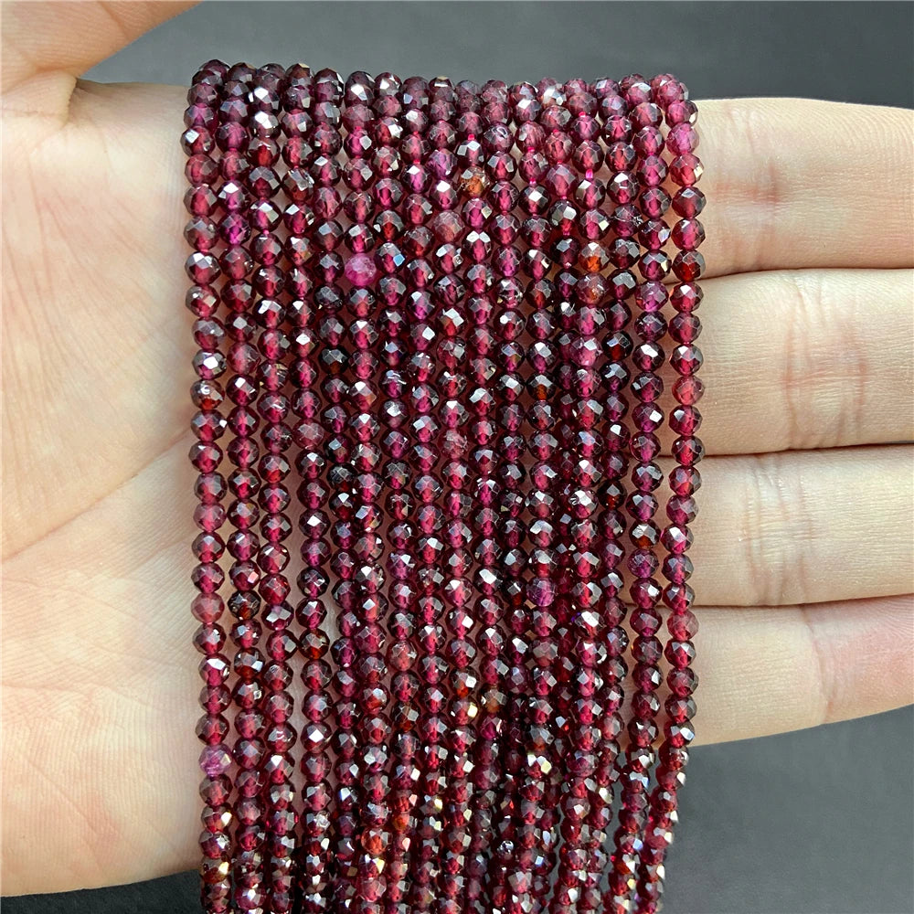 2mm 3mm 4mm Faceted Natural Stone Pink Rose Quartzs Crystal Beads Round Amethysts Loose Beads for DIY Jewelry Making Necklace