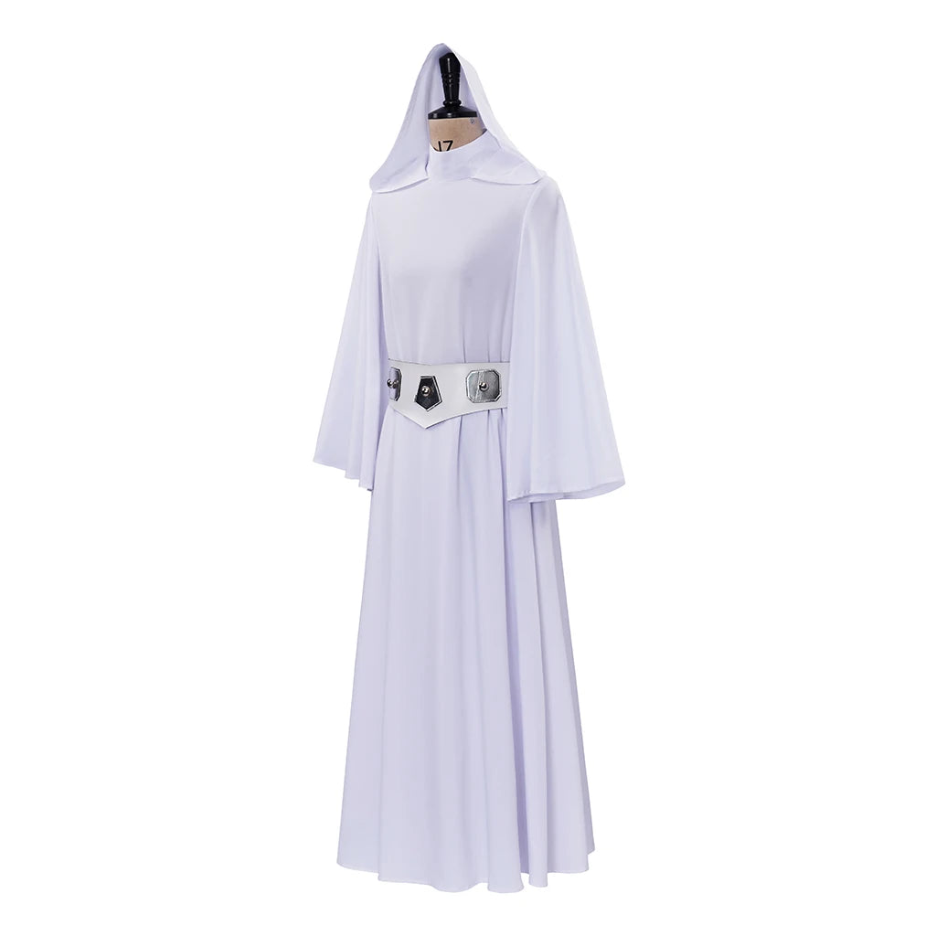 Leia Cosplay Costume Princess White Robe Dress Women Disguise Battle Suit Clothing Halloween Carnival Outfits