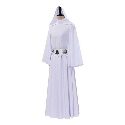 Leia Cosplay Costume Princess White Robe Dress Women Disguise Battle Suit Clothing Halloween Carnival Outfits