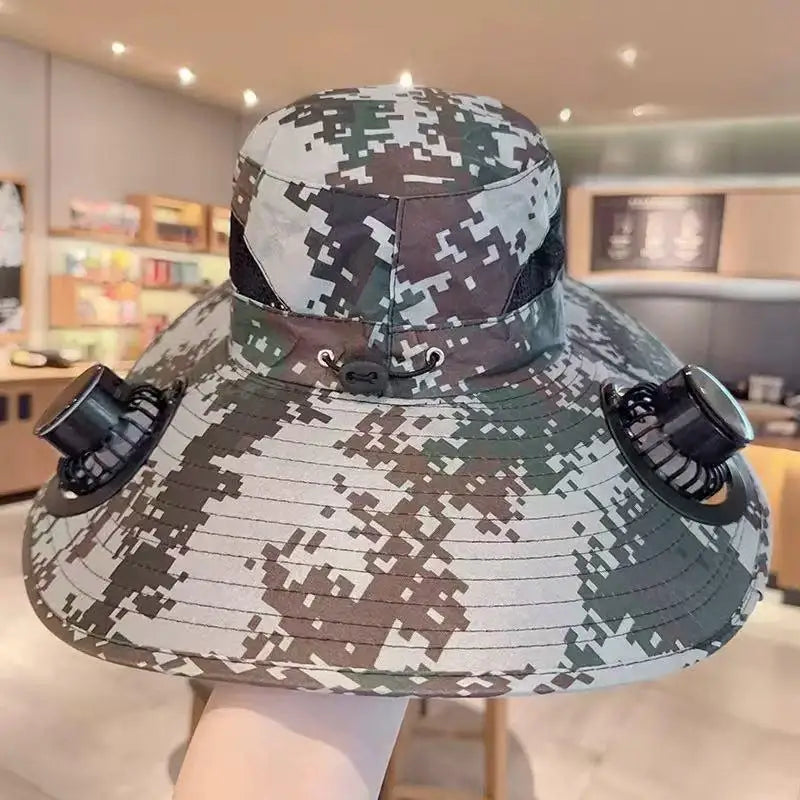 【SE】Solar Powered Sun Hat Cooling Fan UV Protection Outdoor Hiking Fishing Camping Summer Travel Bucket Hat Sun Protection Hat
