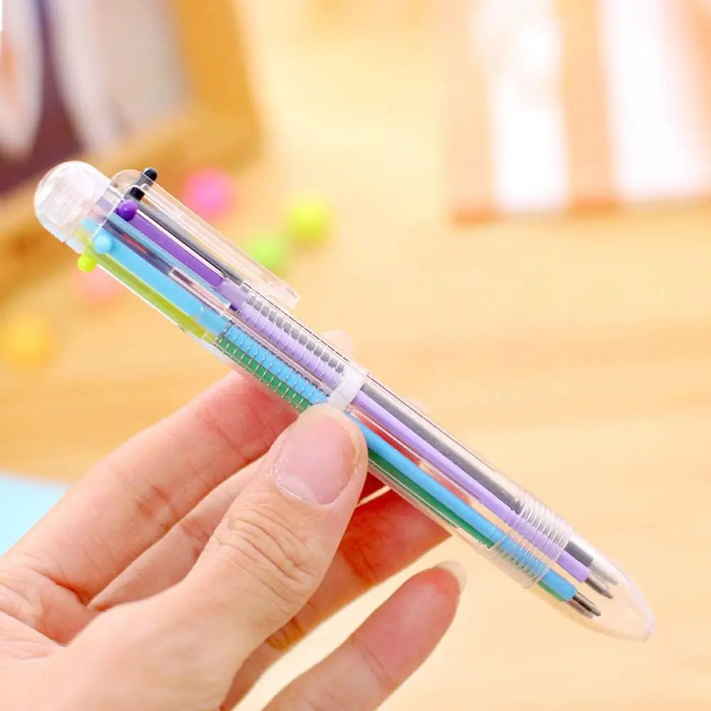 1-10pcs Multicolor Ballpoint Pens 0.5mm 6-in-1, 6 Colors Retractable Ballpoint Pens for Office School Supplies Students Gift