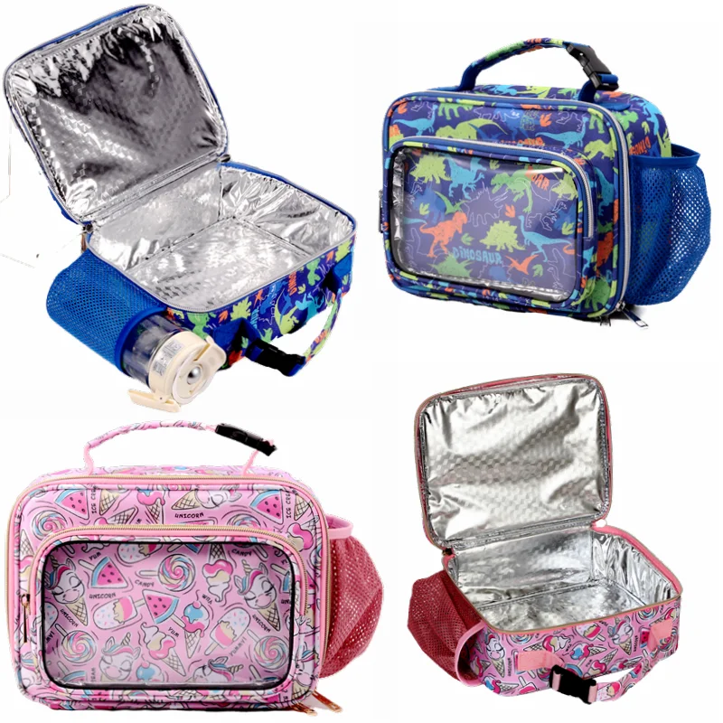 Clear Lunch Bag Kids Lunch Box Insulated Soft Bag Cooler Back to School Thermal Meal Tote Kit for Boys-Plus (Dinosaur-Affordable