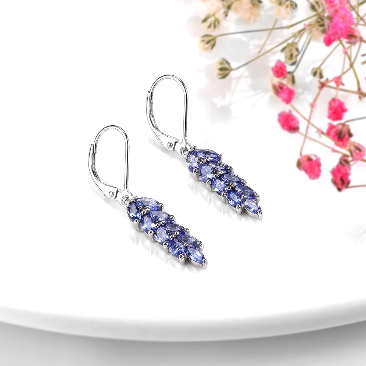 Natural Genuine Tanzanite Sterling Silver Drop Earring 2.3 Carats Tanzanite Gemstone Classic Romantic Women Jewelry S925 Gifts