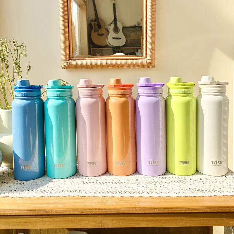 TYESO Thermos Bottle Car Insulated Flask Water Tumbler for Outdoor Sports Travel Vacuum Flasks Stainless Steel Thermal Cup