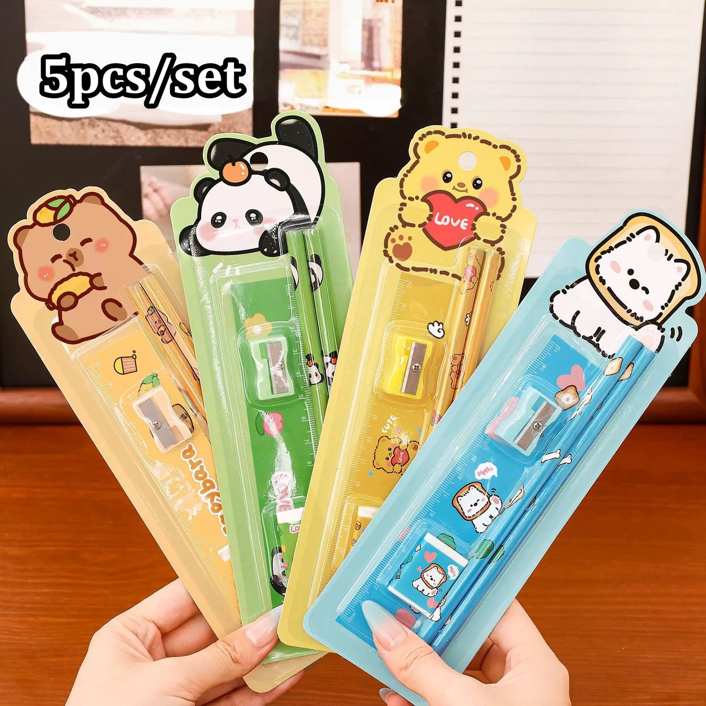 5Pcs Cartoon Stationery Set Christmas Gift Children Writing Tools Learning Supplies Prizes Gift Office School Art Drawing Pencil