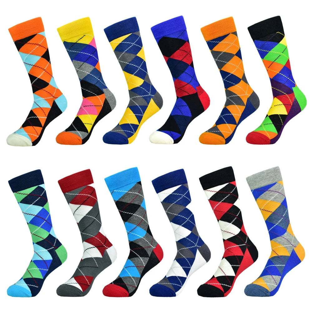 5Pack Men's Color Dress Casual Fashion Happy Socks Combed Cotton Socks Men Gifts