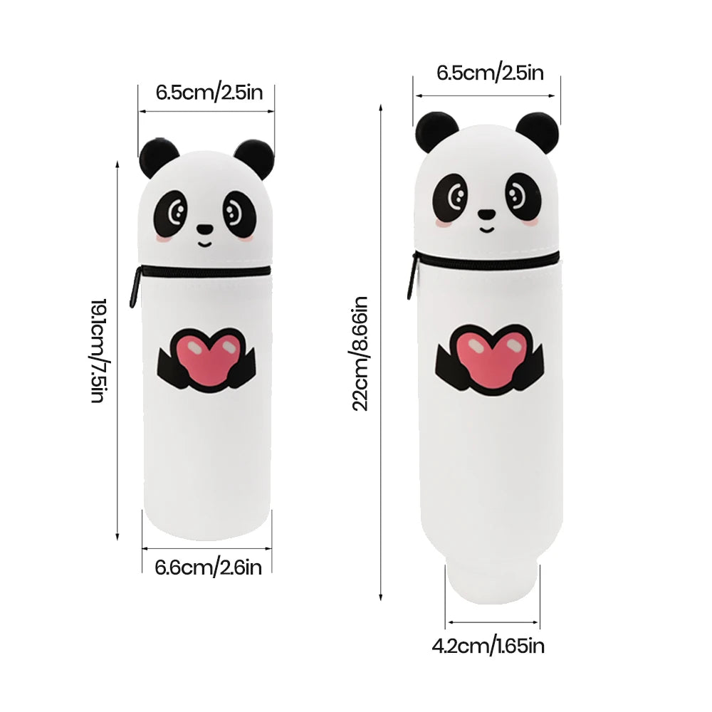 Silicone Cartoon Pencil Case with Zipper, Stand Up Organizer for Kids School Supplies