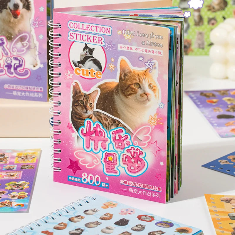30pcs/bag Cute Pet Battle Cut-Out Coil Sticker Book DIY Handbook Calendar Greeting Cards Diary Notebook Album Material Stickers