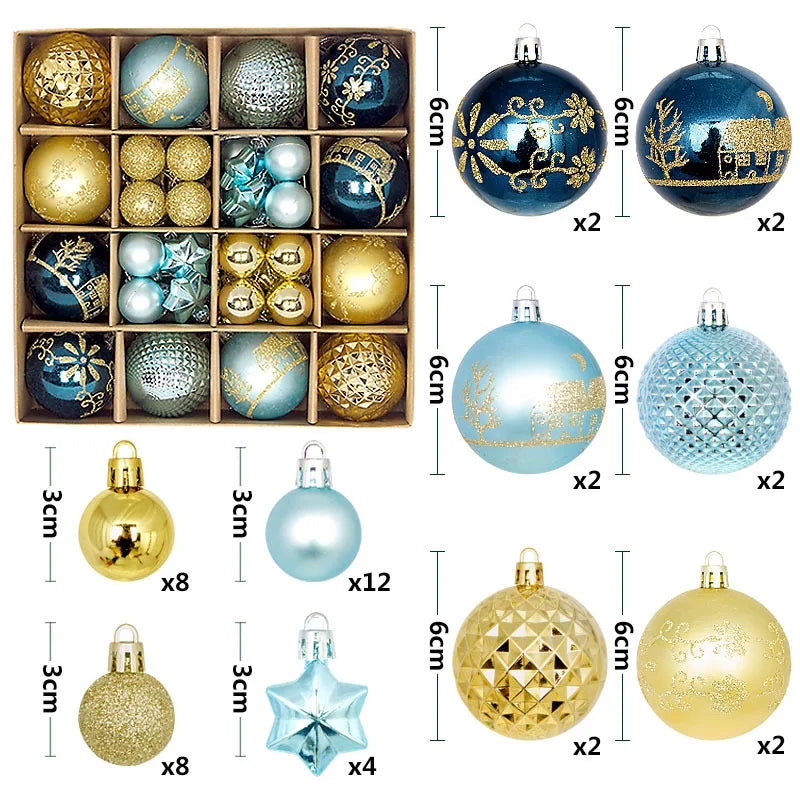 44Pcs 3/6CM Christmas Ball Merry Christmas Tree Topper Decoration for Home Decor Holiday New Year 2026 Navidad Gifts Supplies