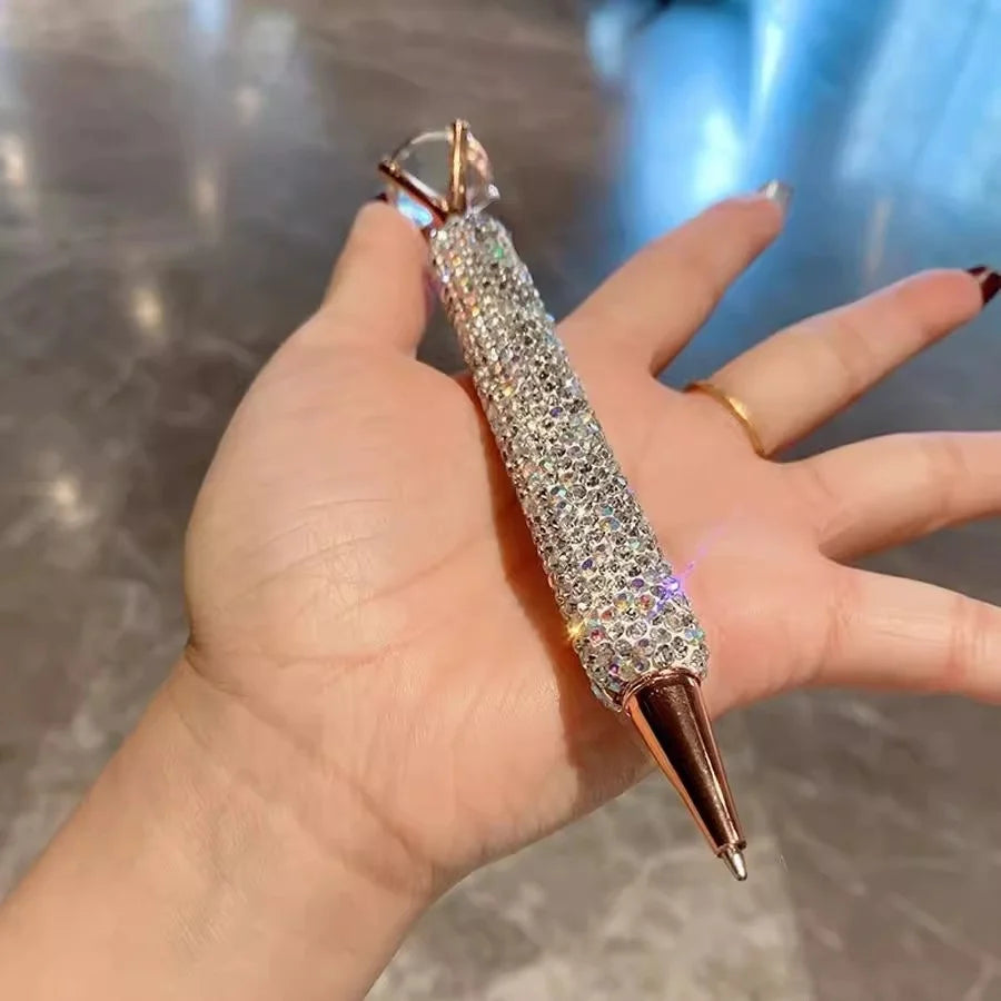 1 Rhinestone Elegant Twist-Cap Ballpoint Pen, Rhinestone Ballpoint Pen with Black Ink, Durable Writing Tool for Girls and Students, Rhinestone Pen, Office Stationery, Luxurious Writing Tool, Durable Writing Tool