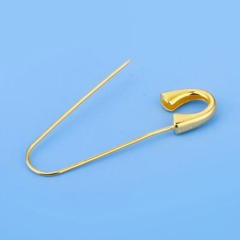 S925 Sterling silver Gold plated pin connection buckle brooch Handmade DIY jewelry accessories for men and women