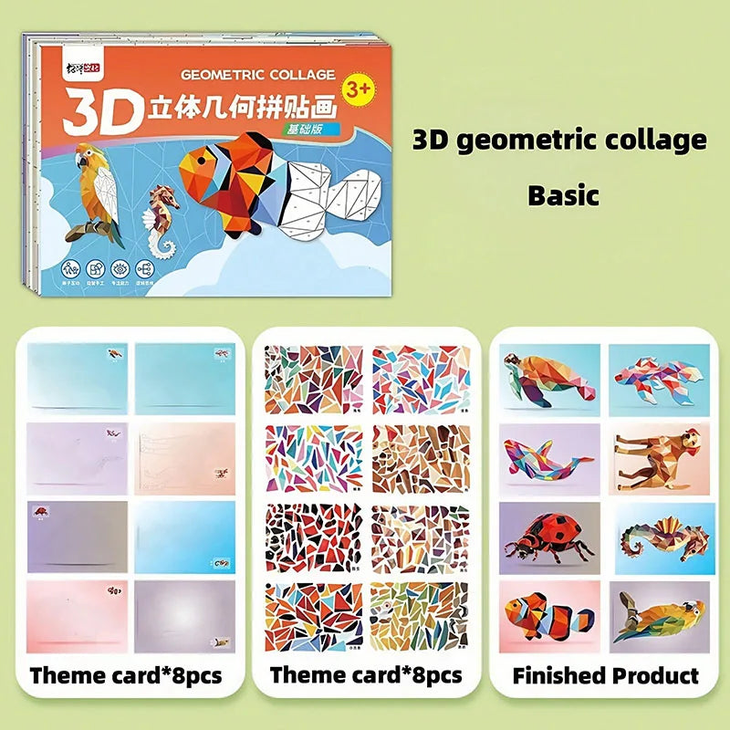 3D Animal Jigsaw Puzzle Stickers DIY Handmade Creative Collage Art Set With Self-Adhesive Paper Back To School Gifts educational