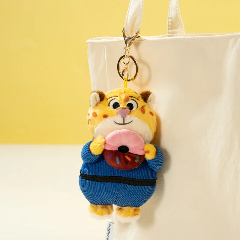 Disney Zootopia 2 Clawhauser Donut 12cm Mini Plush Keychain Kawaii Soft Bag Pendant Gift for Kids Fans