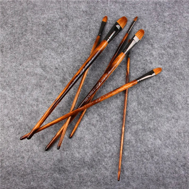 6pcs/Set Paintibrush Oil Paint Weasel Hair Water Color Paint Brush Acrylics Drawing Brush Art Supplies Paint Brushes for Artist